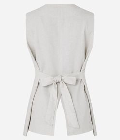 Colete em Linho e Viscose com Botões e Amarração