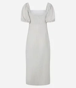 Vestido Long Midi em Viscolinho com Manga Bufante