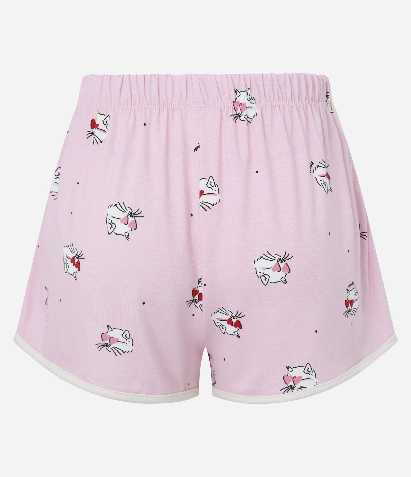 Short de Pijama em Viscose Estampado de Gato Rosa 6