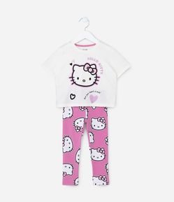Conjunto Infantil em Algodão Estampa Hello Kitty - Tam 1 a 6 anos