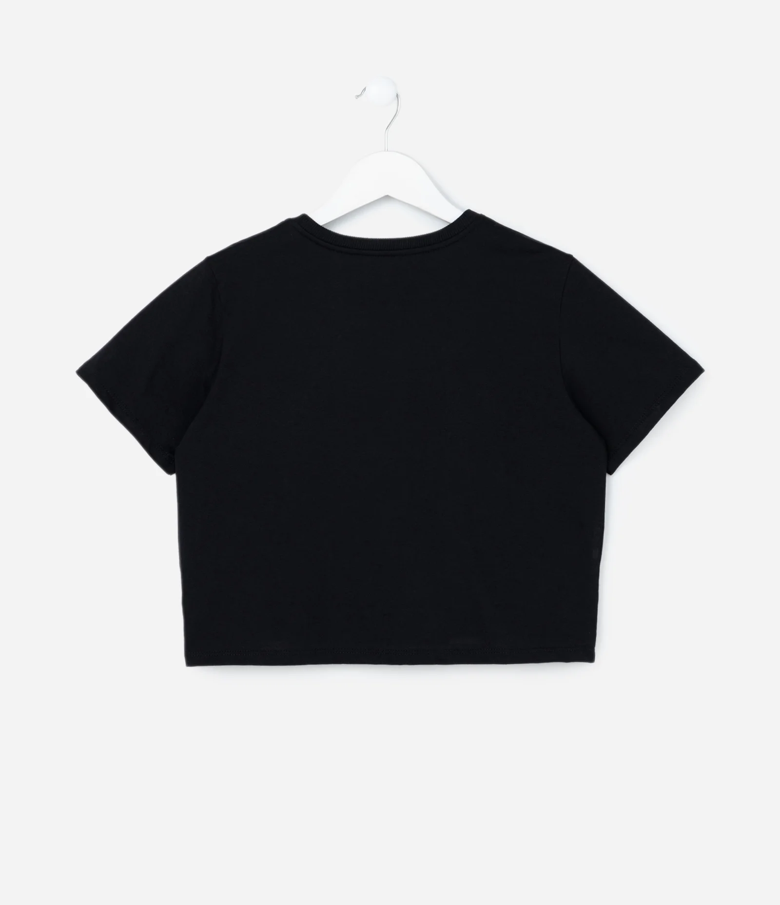 Camiseta Cropped com Bordado do Stitch e Angel - Tam 5 a 14 Anos Preto 2