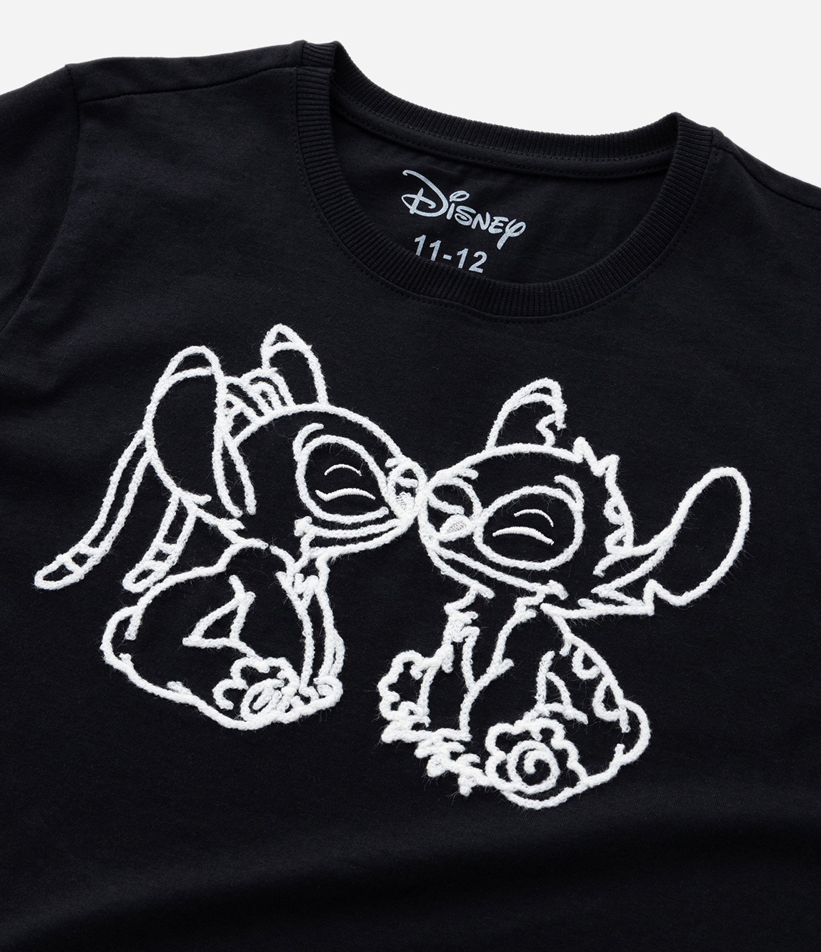 Camiseta Cropped com Bordado do Stitch e Angel - Tam 5 a 14 Anos Preto 5