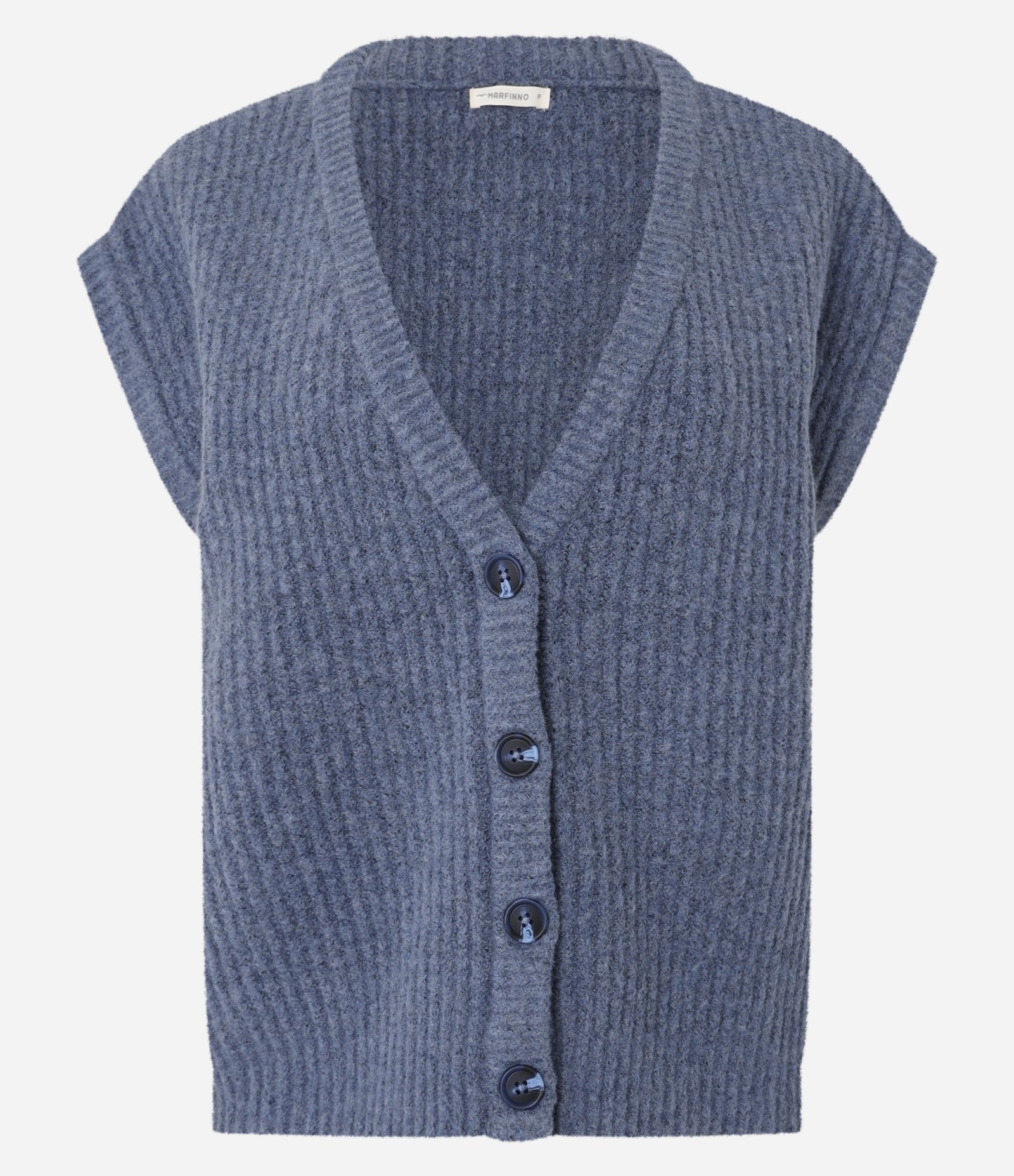 Colete em Tricô de Caimento Leve com Botões Azul 6