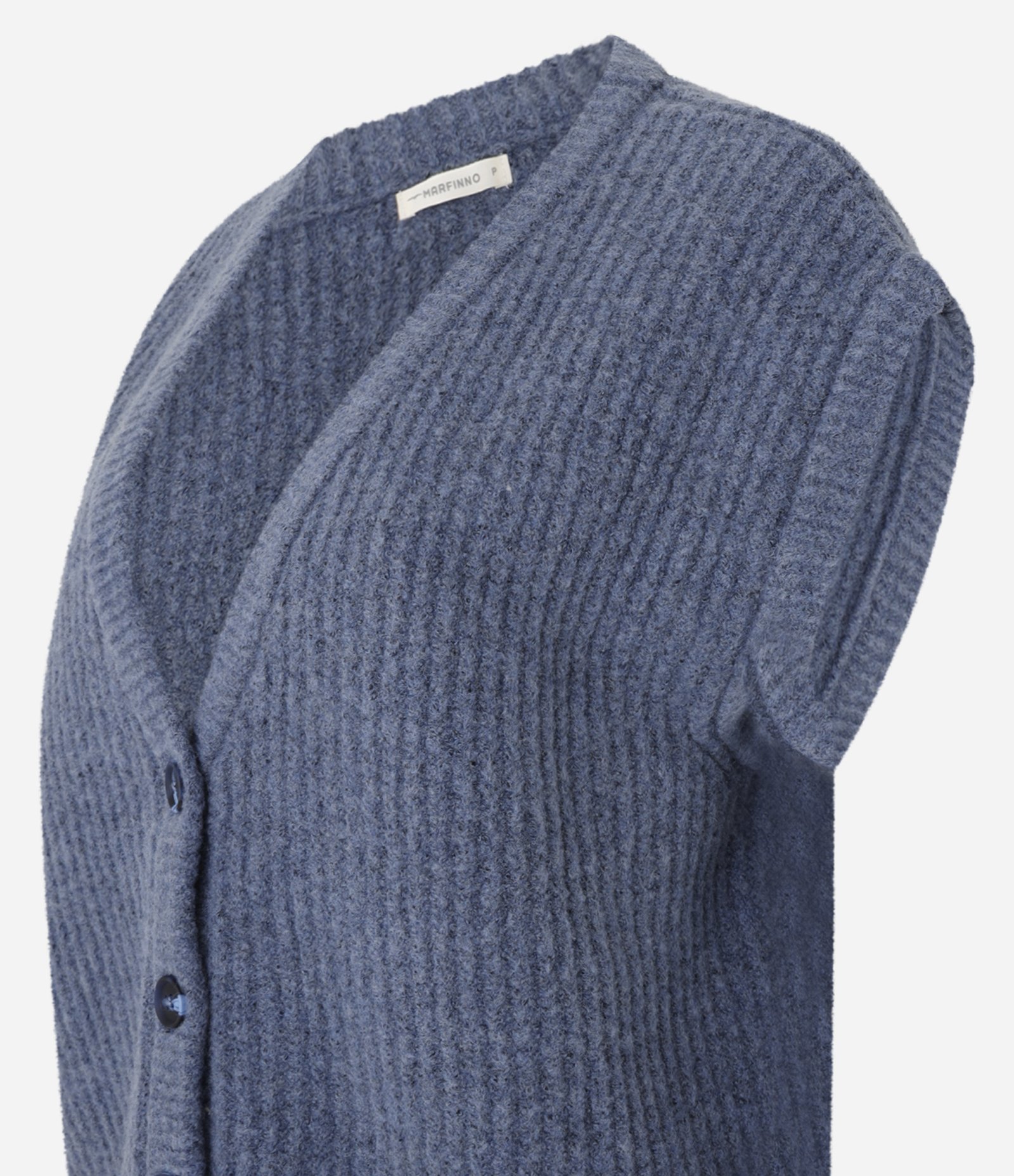 Colete em Tricô de Caimento Leve com Botões Azul 7