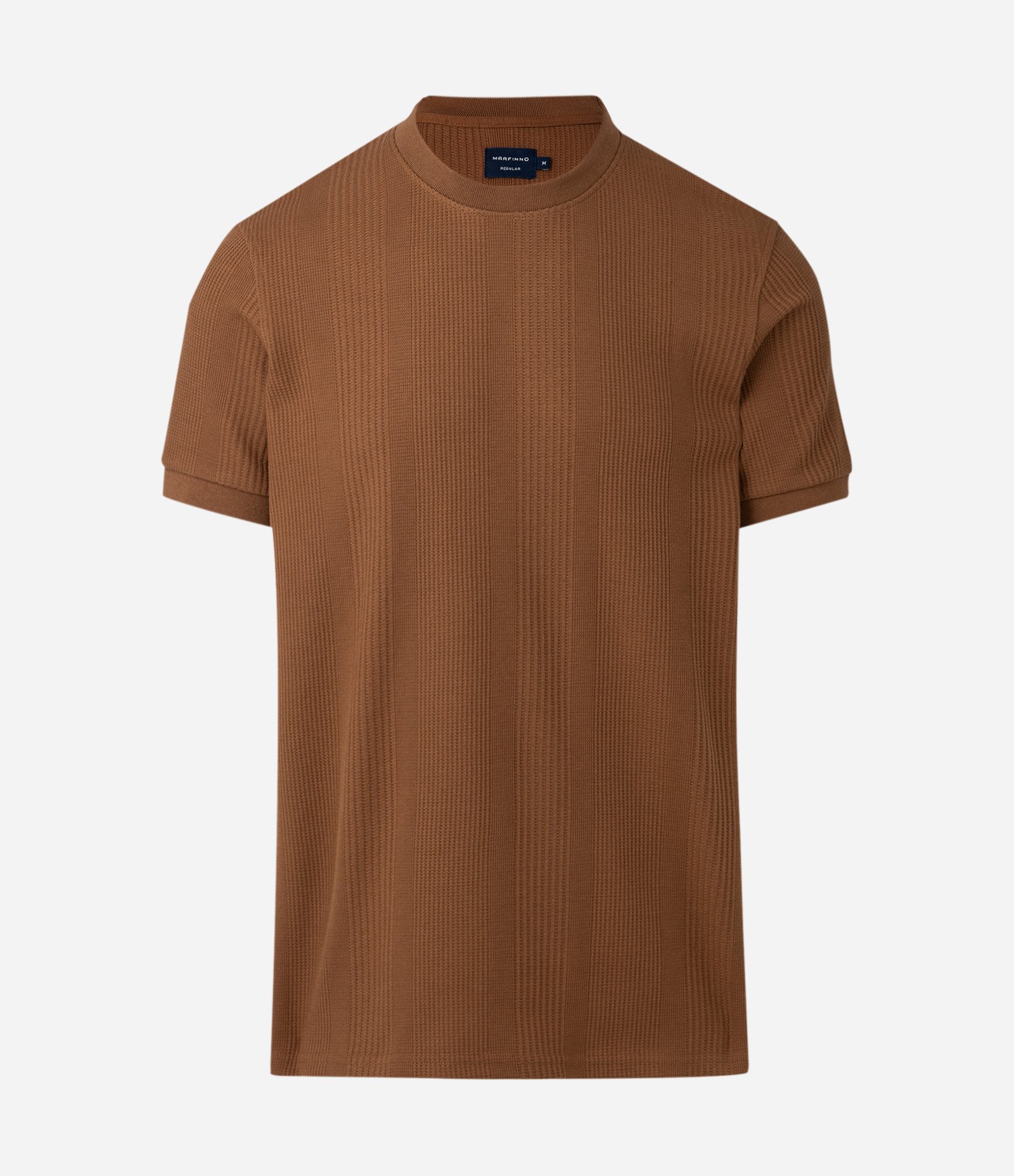 Camiseta Regular em Algodão com Textura Vertical Marrom Café 5