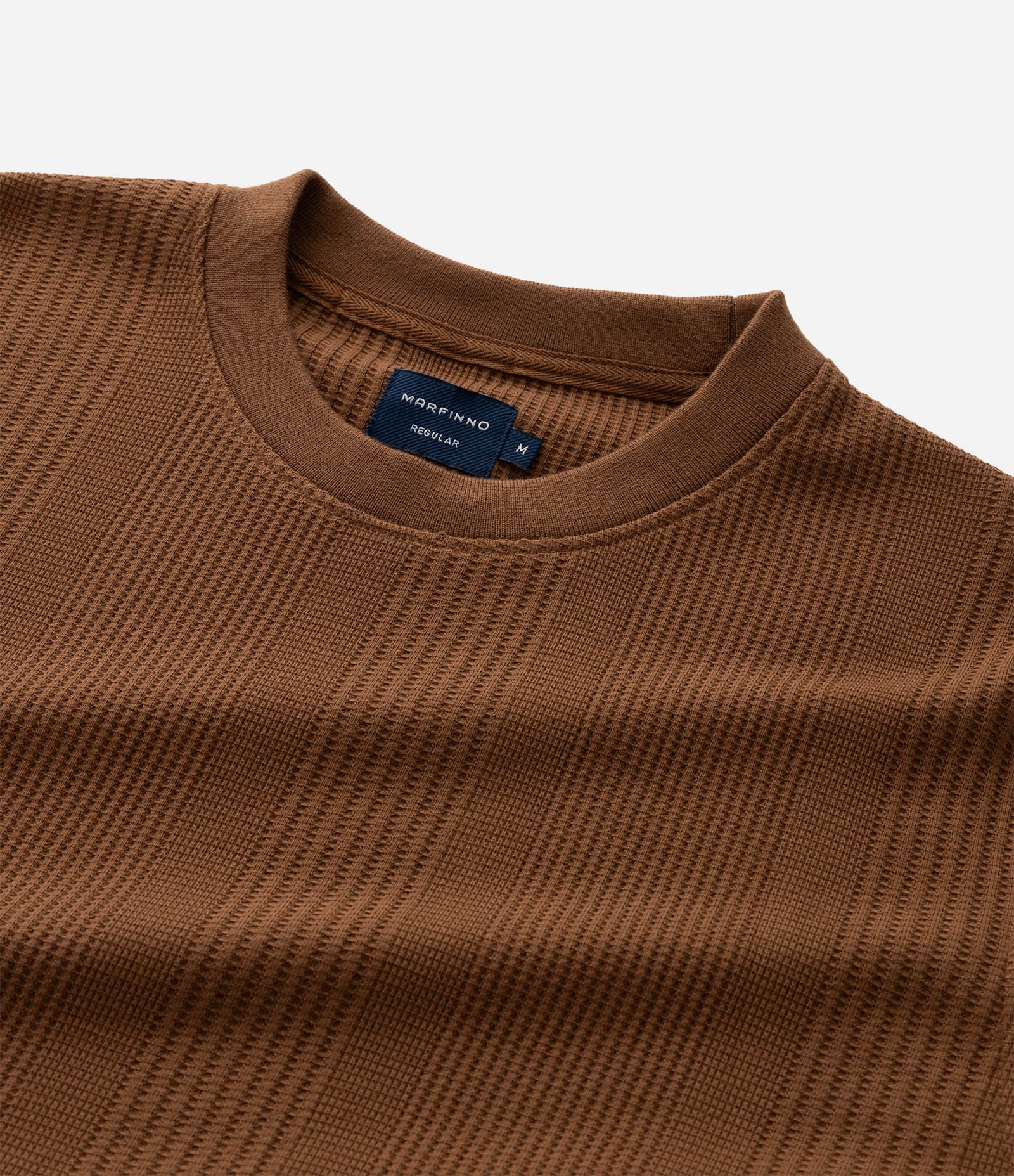 Camiseta Regular em Algodão com Textura Vertical Marrom Café 9