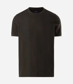 Camiseta Regular em Algodão com Textura Vertical