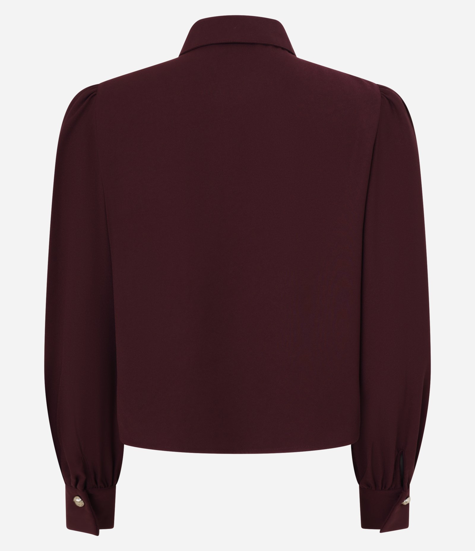 Camisa em Crepe com Botão Diferenciado e Manga Bufante Vinho 8