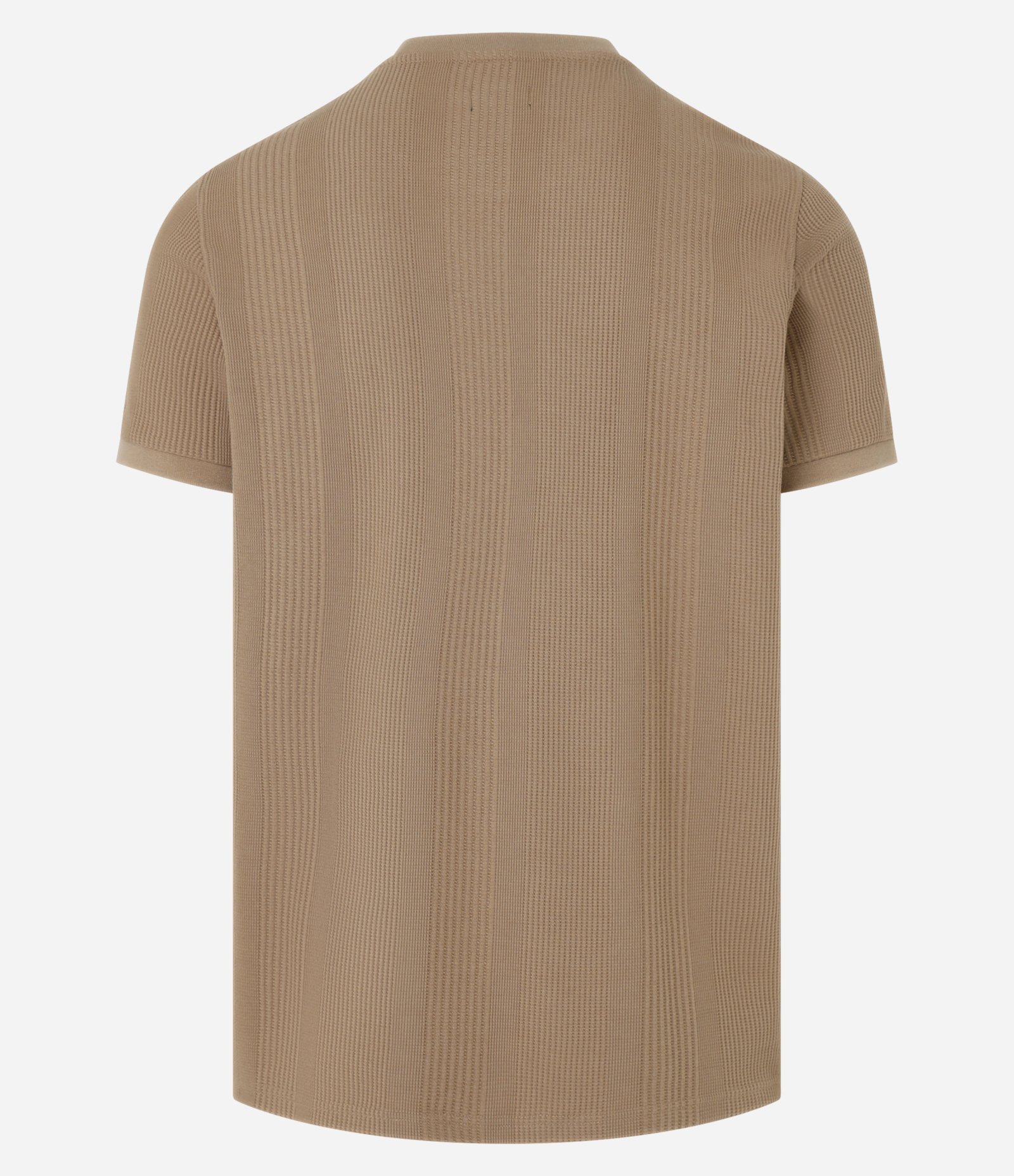 Camiseta Regular com Gola Redonda e Textura Vertical Marrom 3