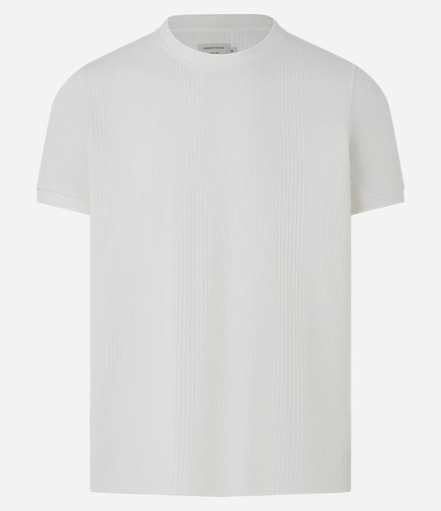 Camiseta Regular com Gola Redonda e Textura Vertical