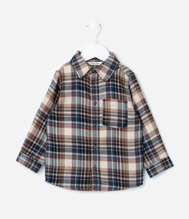 Camisa Infantil em Flanela com Estampa Xadrez - Tam 1 a 6 Anos