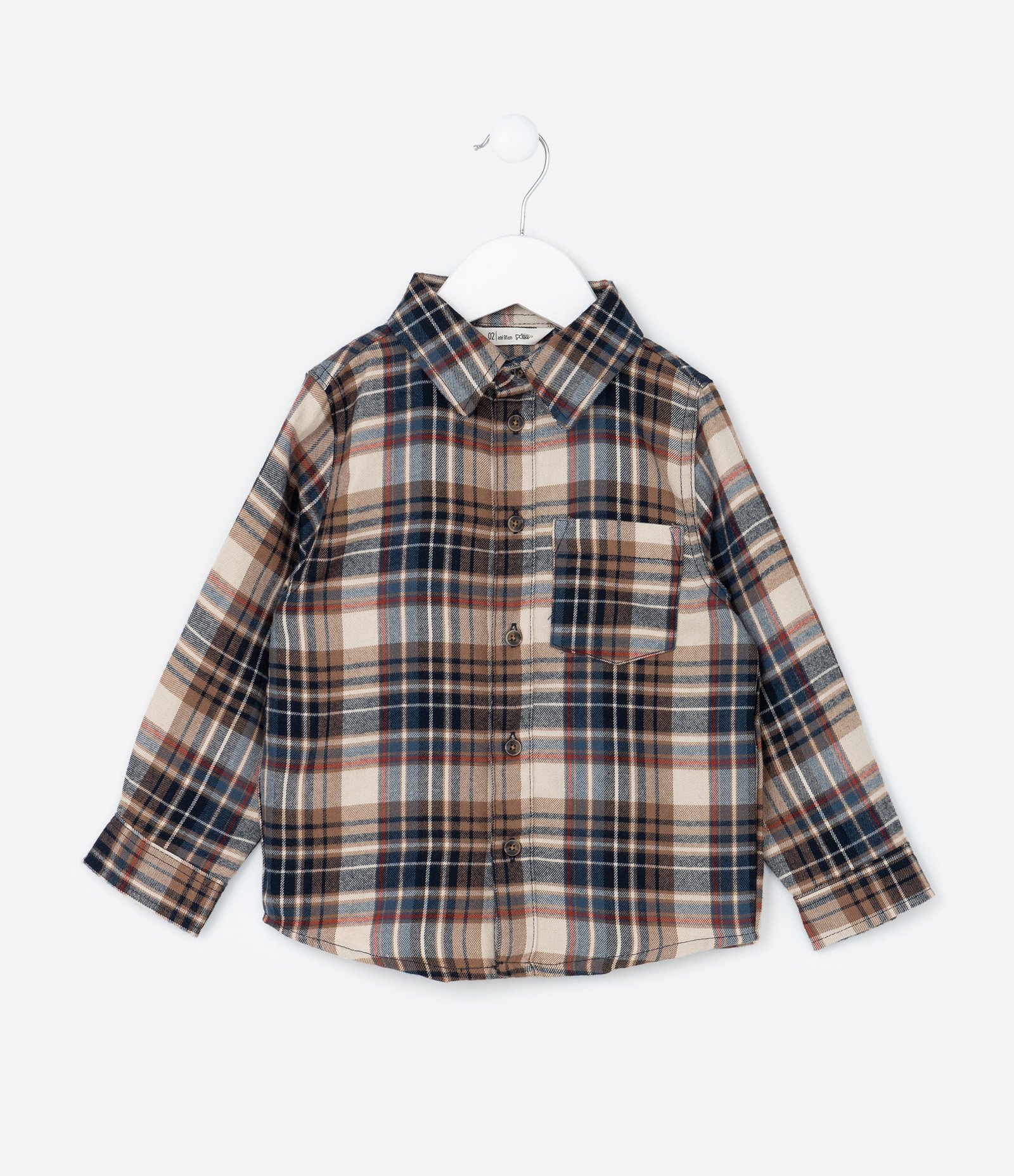 Camisa Infantil em Flanela com Estampa Xadrez - Tam 1 a 6 Anos Marro/Azul 1