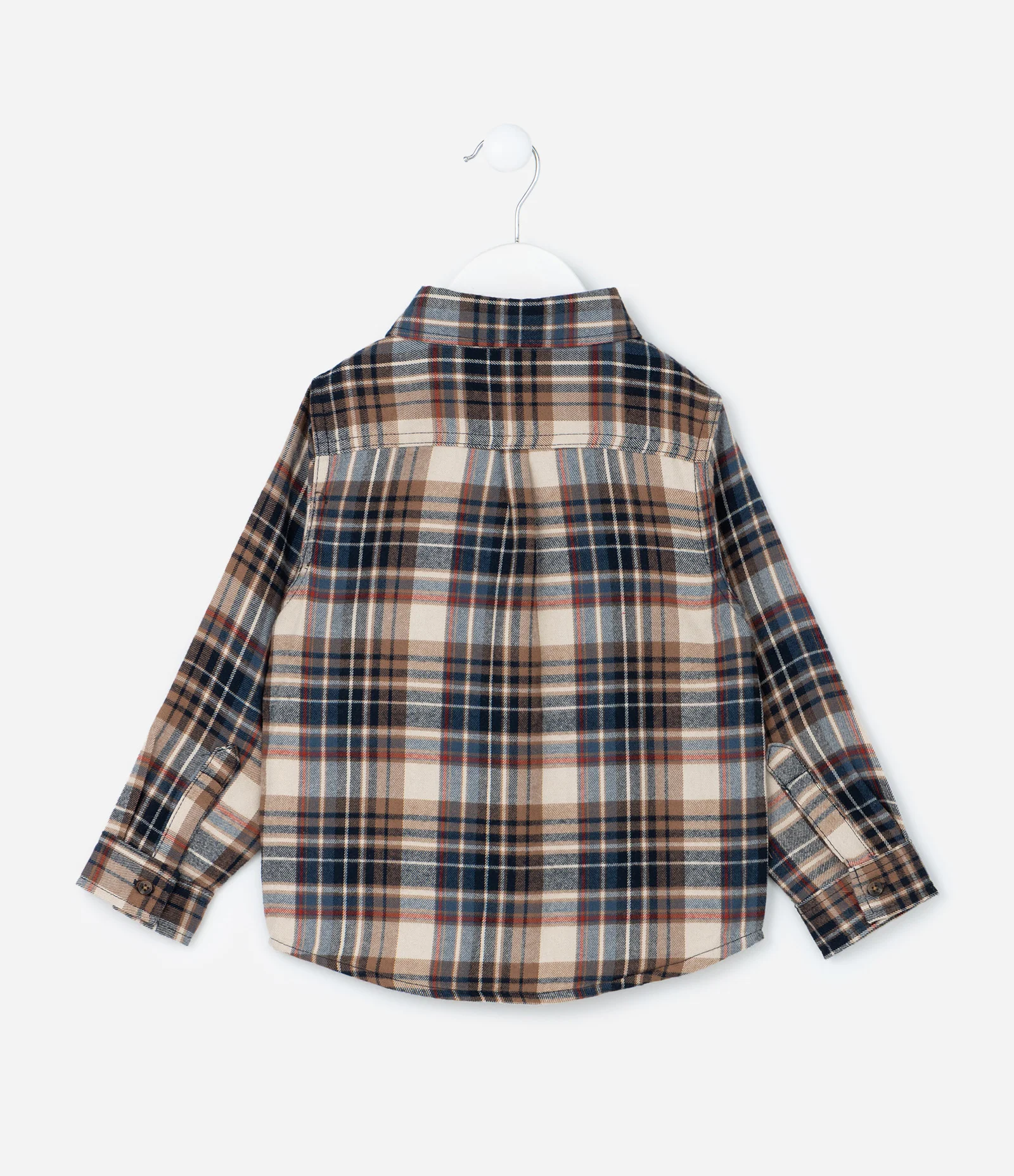 Camisa Infantil em Flanela com Estampa Xadrez - Tam 1 a 6 Anos Marro/Azul 2