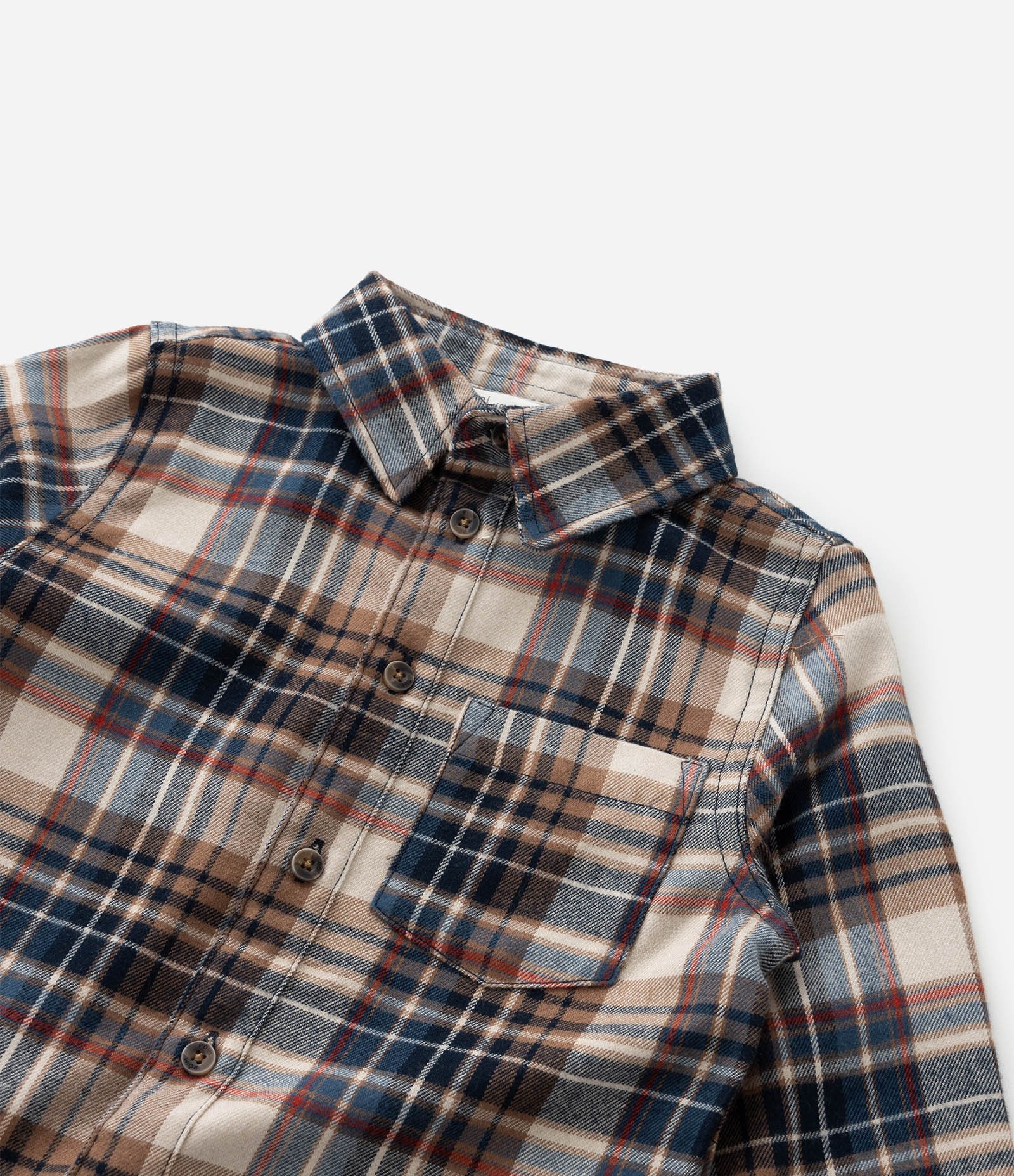 Camisa Infantil em Flanela com Estampa Xadrez - Tam 1 a 6 Anos Marro/Azul 6