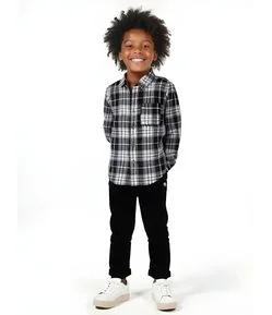 Camisa Infantil em Flanela com Estampa Xadrez - Tam 1 a 6 Anos