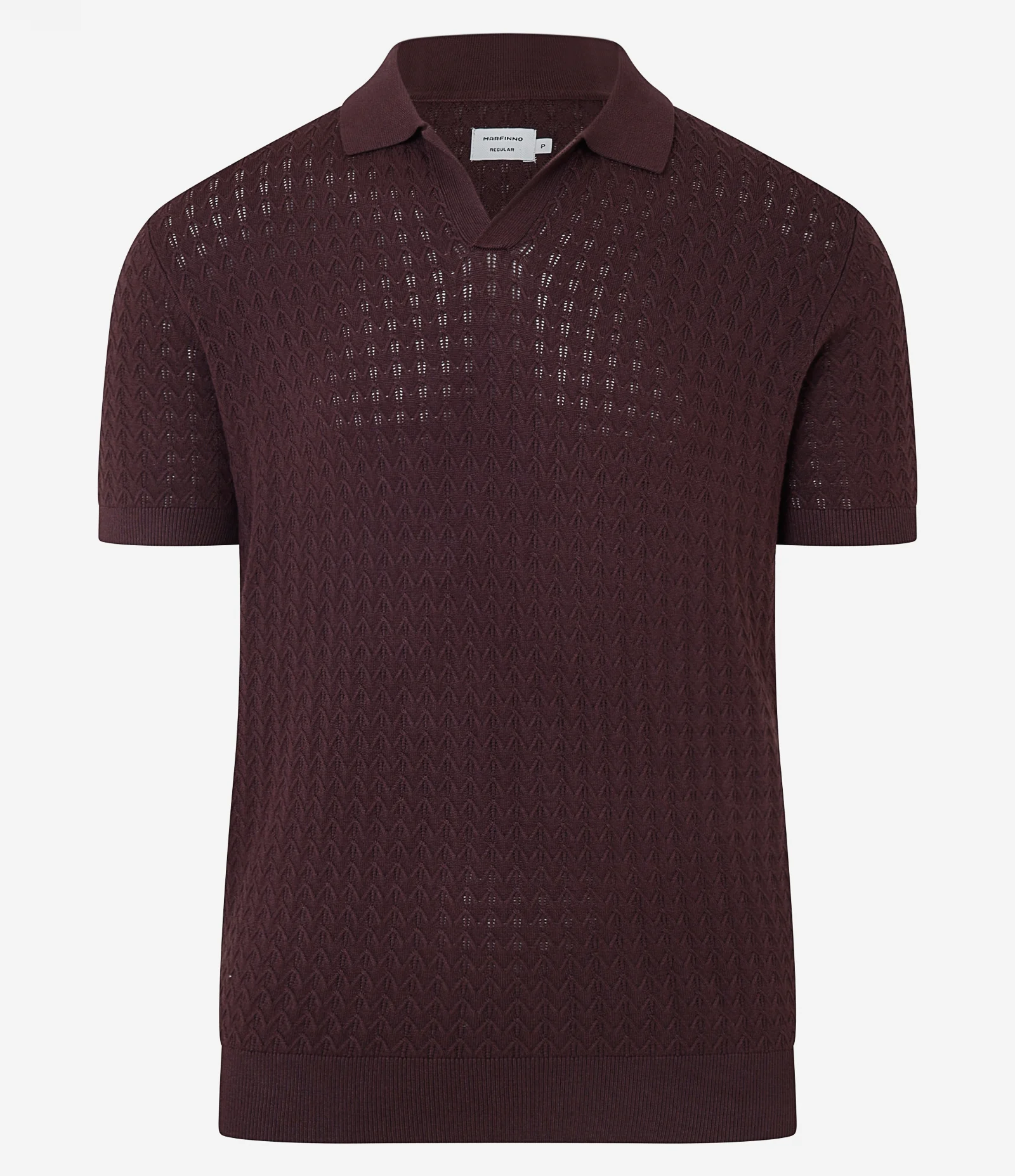 Camisa Polo em Tricô com Textura Zig Zag Bordô 1