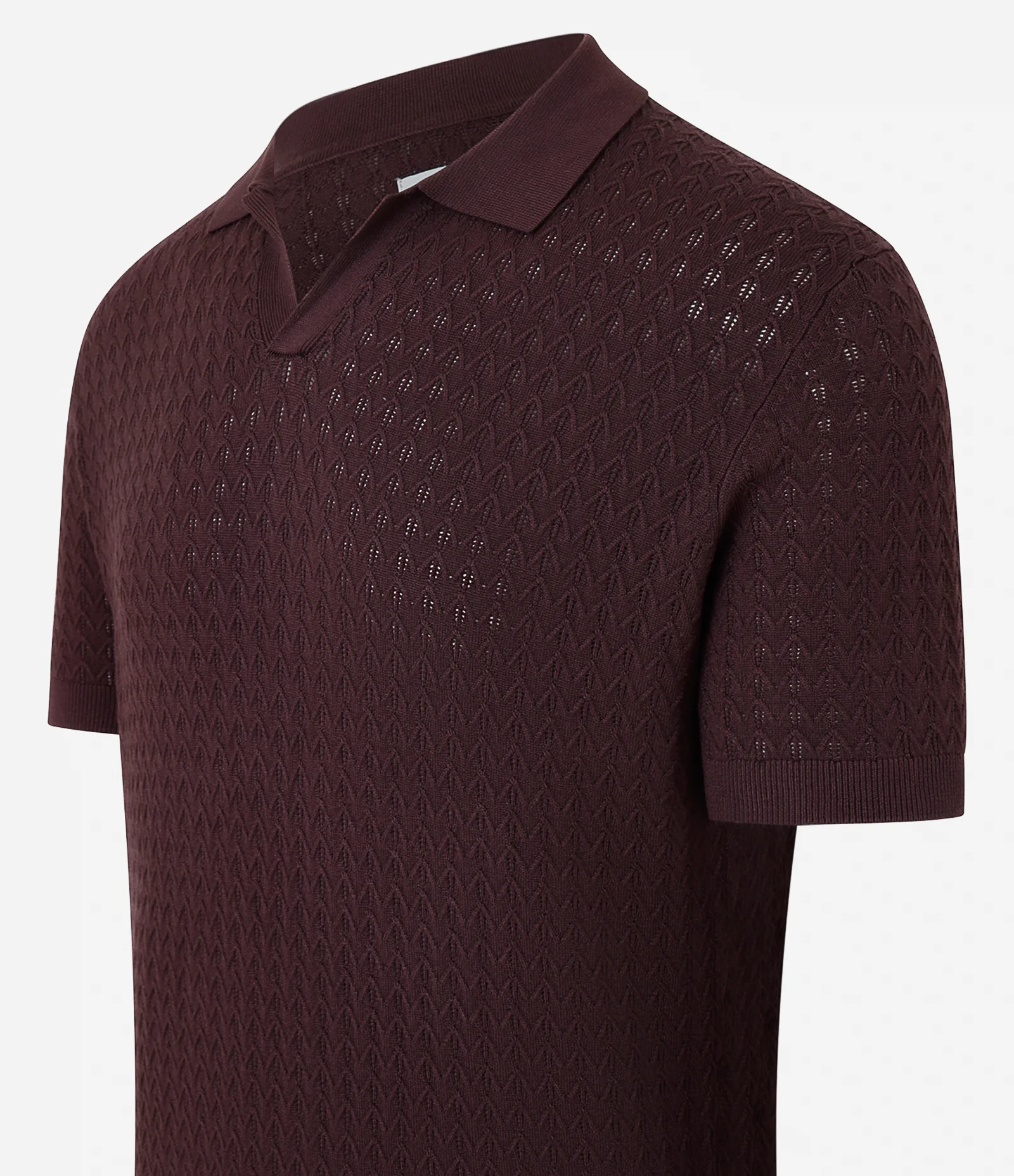 Camisa Polo em Tricô com Textura Zig Zag Bordô 2