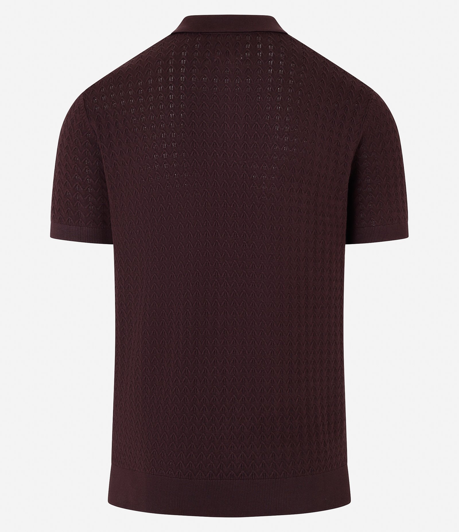 Camisa Polo em Tricô com Textura Zig Zag Bordô 3