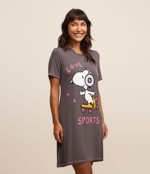 Camisola Curta em Viscose com Estampa Snoopy