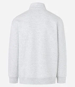 Blusão em Moletom com Gola Alta com Zíper e Bolso Canguru