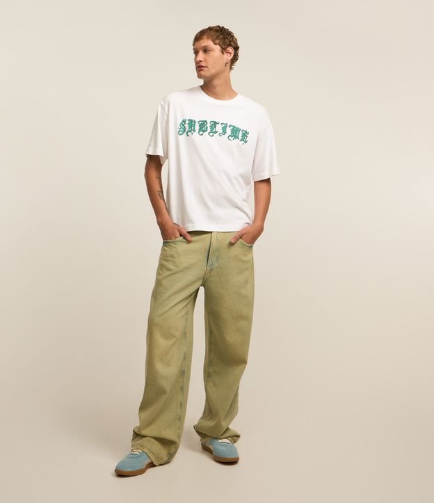 Calça Super Baggy em Jeans com Cinto Faixa