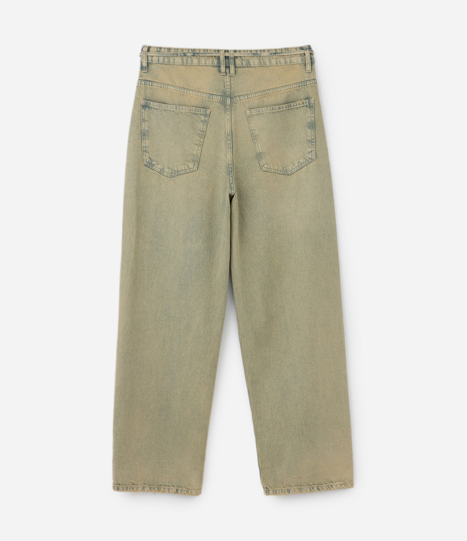 Calça Super Baggy em Jeans com Lavagem Dirty e Cinto Faixa Verde 7