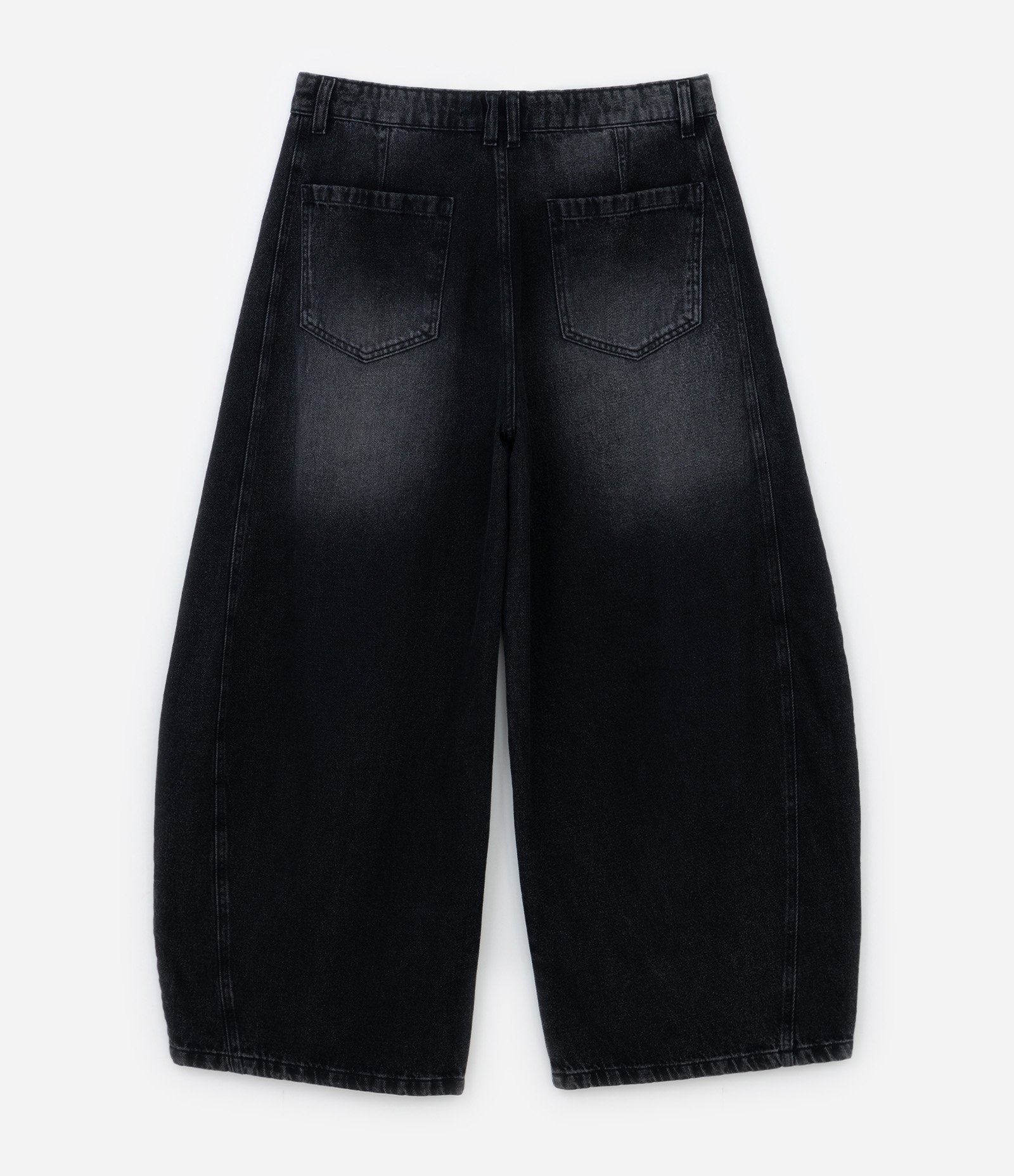 Calça Barrel em Jeans com Recortes e Pences Preto 7