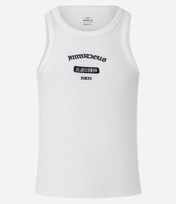 Regata Muscle em Algodão com Estampa Bordada Lettering