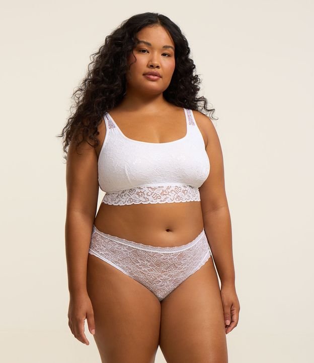 Sutiã Top Alongado Sem Bojo em Renda Curve e Plus Size