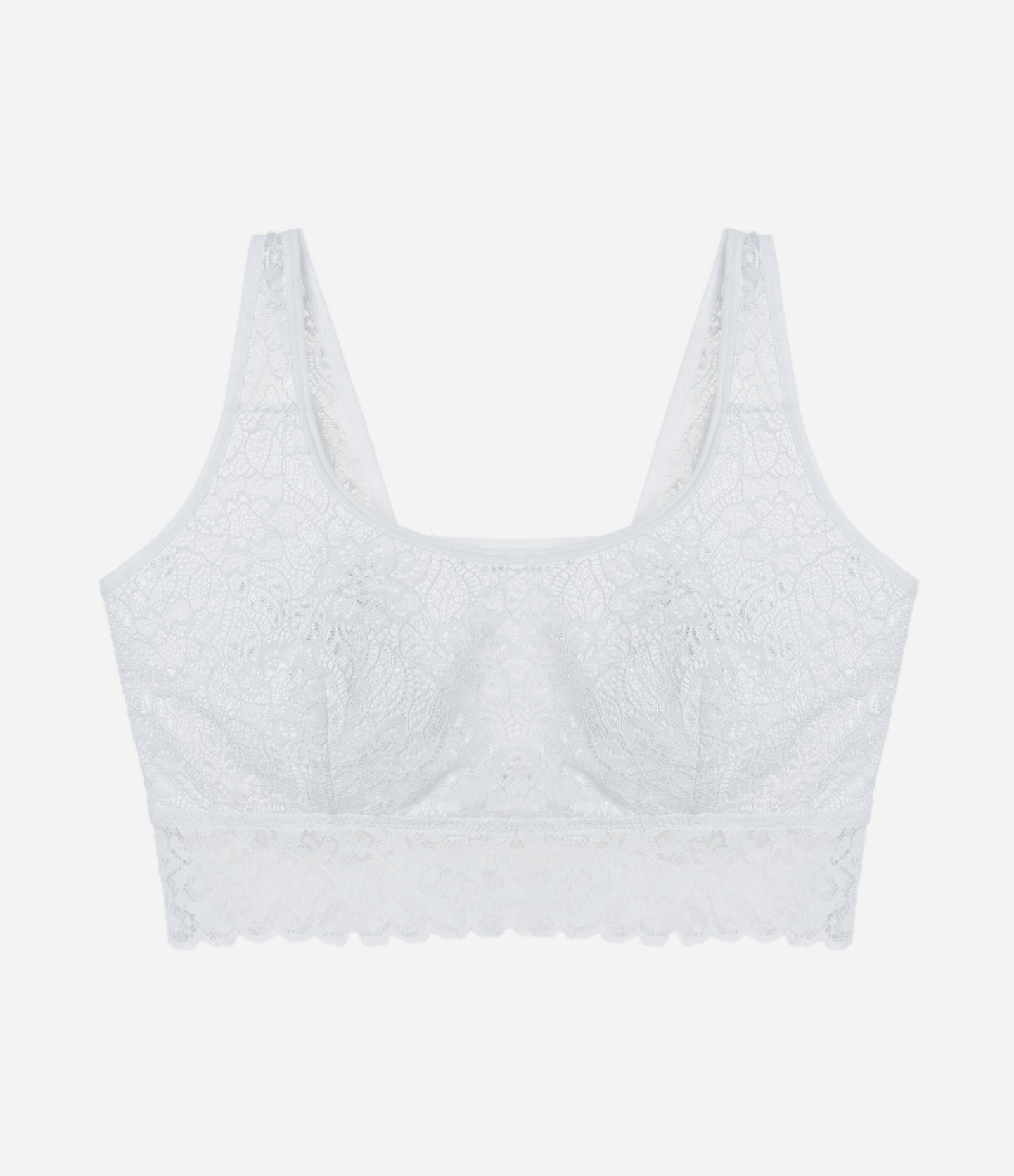 Sutiã Top Alongado Sem Bojo em Renda Curve e Plus Size Branco 5