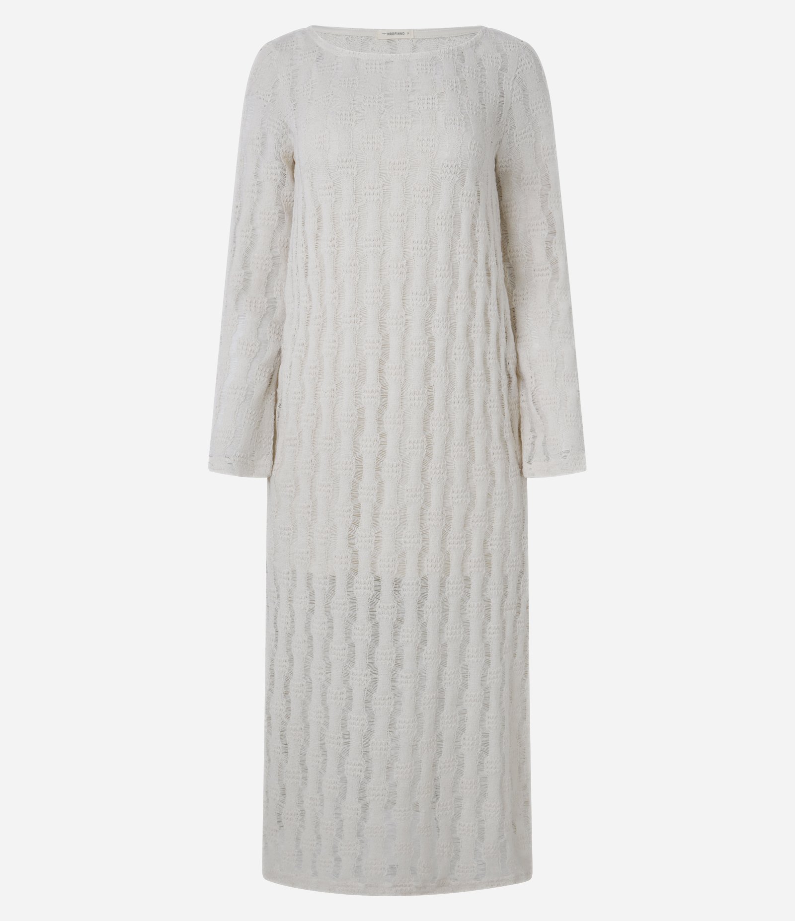 Vestido Long Midi em Tricô com Texturas Off White 7