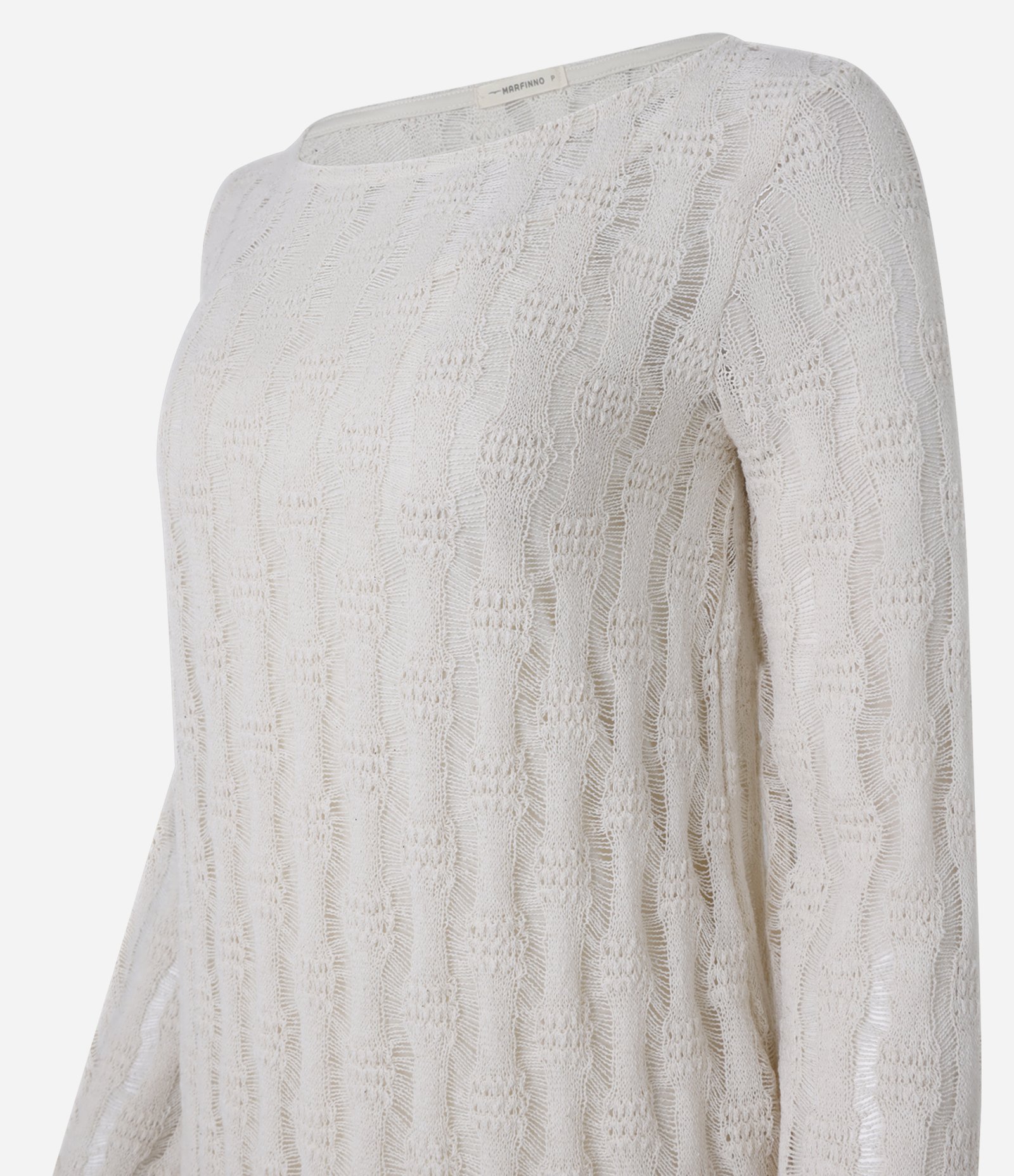 Vestido Long Midi em Tricô com Texturas Off White 8