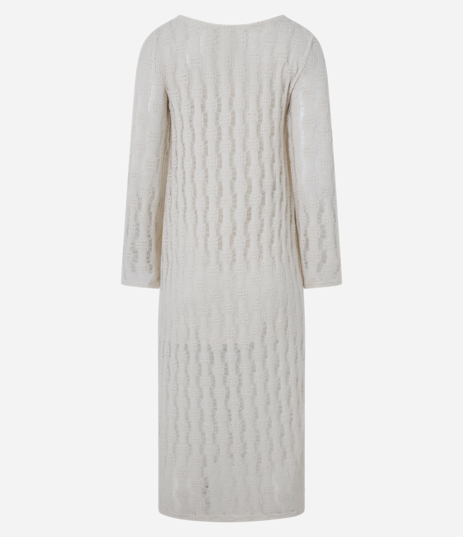 Vestido Long Midi em Tricô com Texturas Off White 9