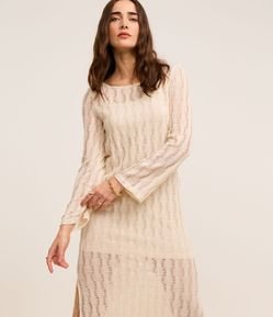 Vestido Long Midi em Tricô com Texturas