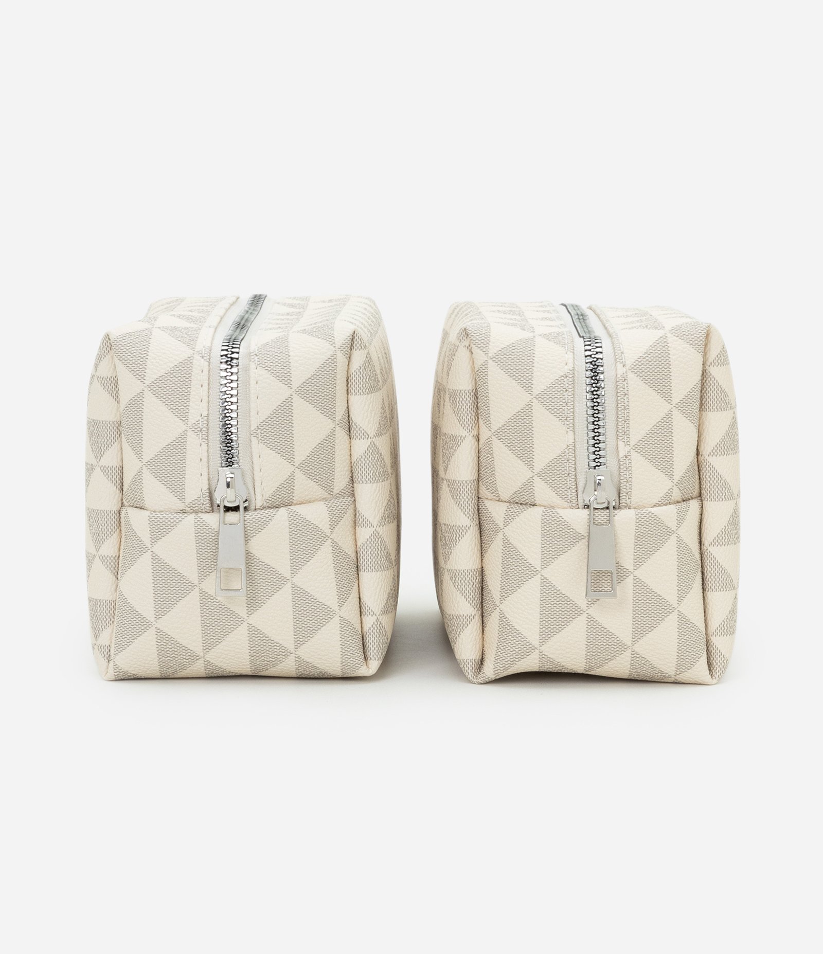 Kit 03 Nécessaire em PU Estampa Triângulos Off White 2
