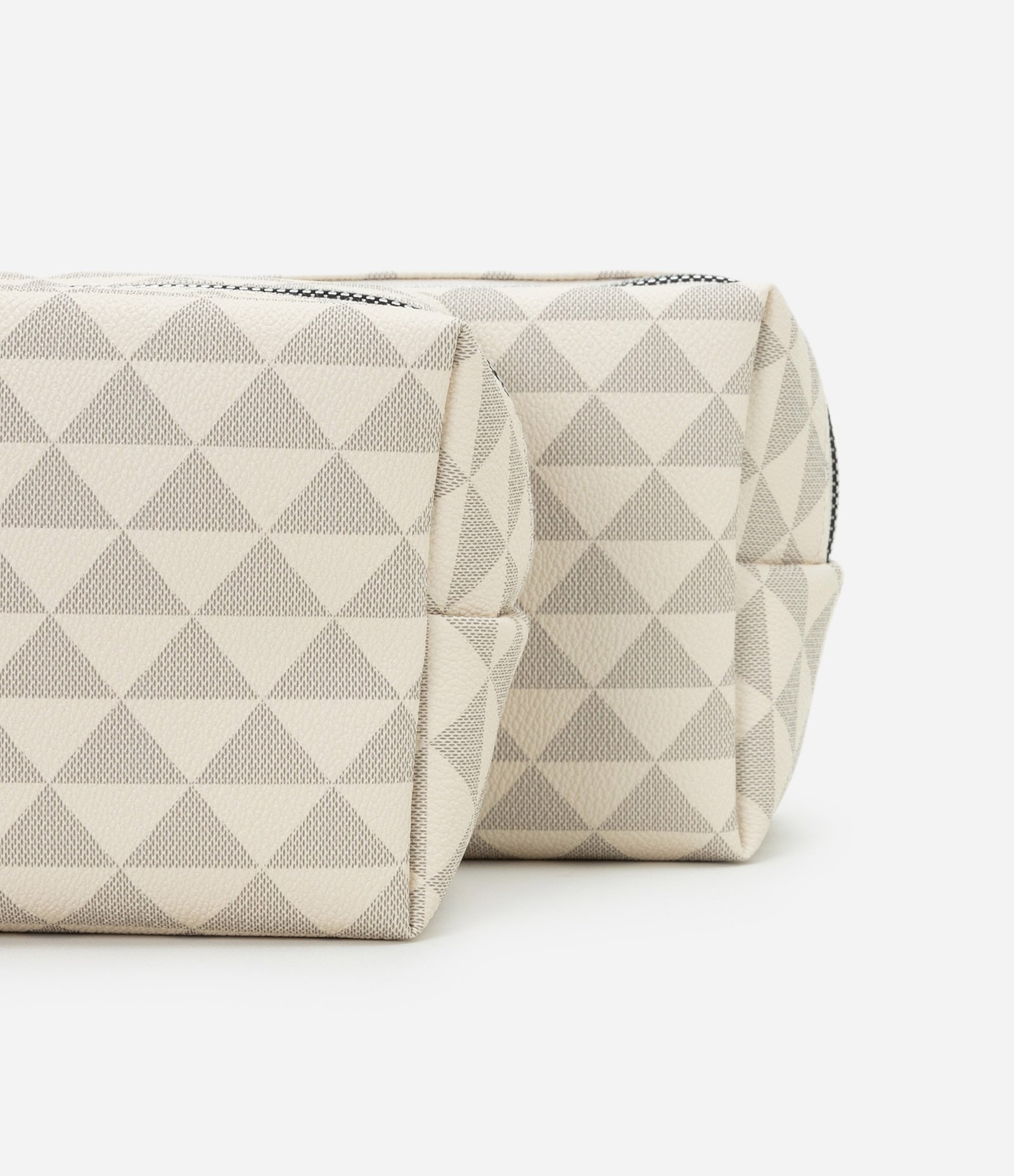 Kit 03 Nécessaire em PU Estampa Triângulos Off White 3