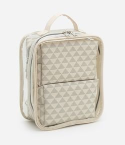 Kit 03 Nécessaire em PU Estampa Triângulos