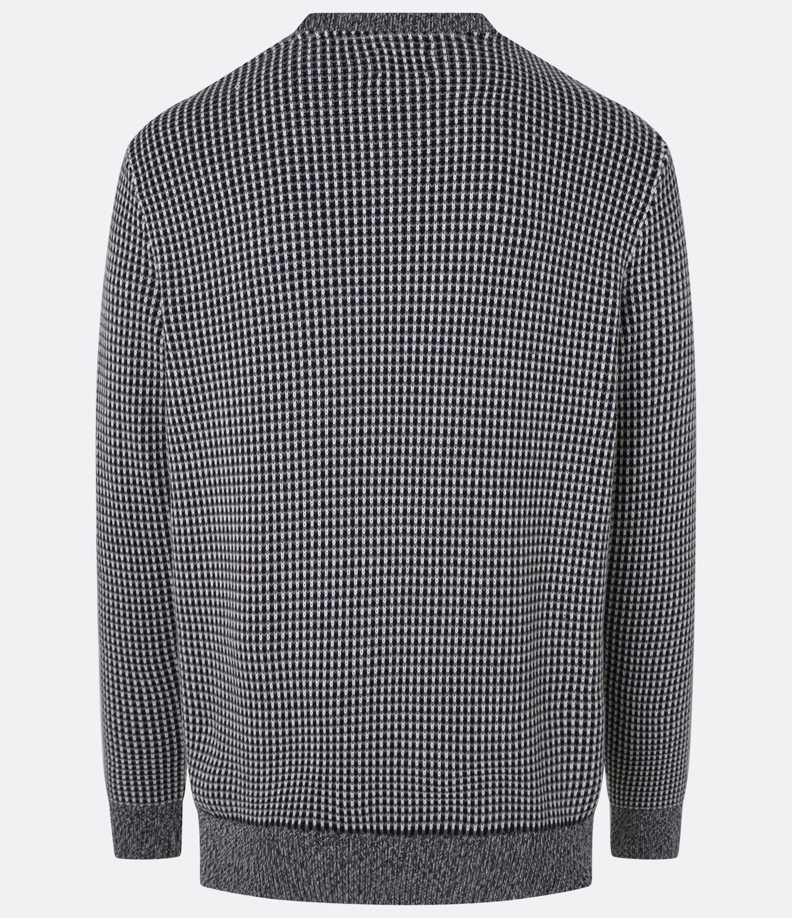 Suéter Regular com Textura Quadriculada e Gola Contrastante Azul Marinho/Cinza/Branco 6