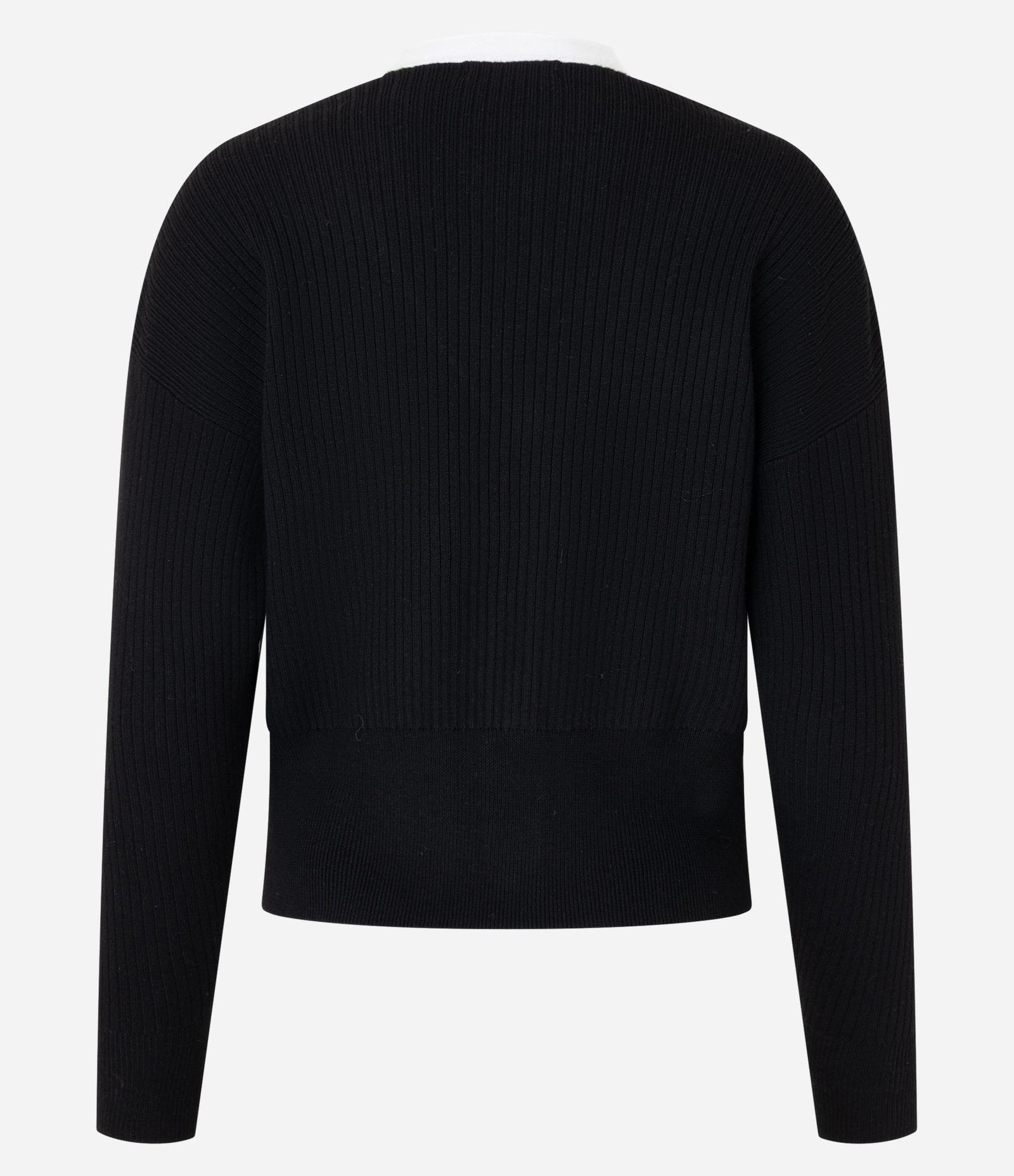 Caridgan em Tricô com Botões de Metal e Bolso Fake Contrastantes Preto 9