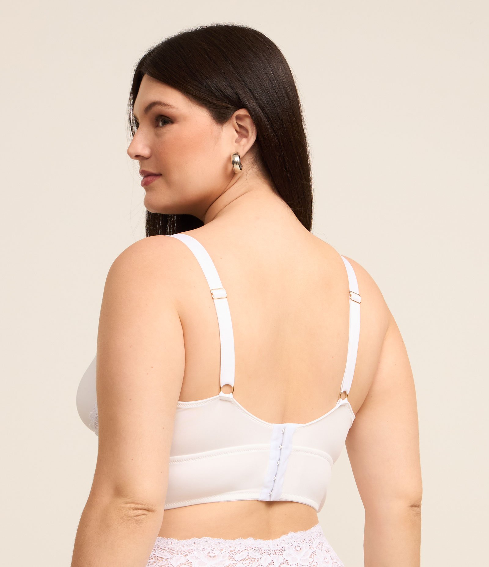 Sutiã Alongado Sem Bojo Sem Aro em Renda Curve e Plus Size Branco 3