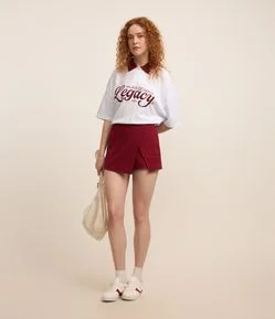 Short Saia em Ponto Roma com Frente Transpassada