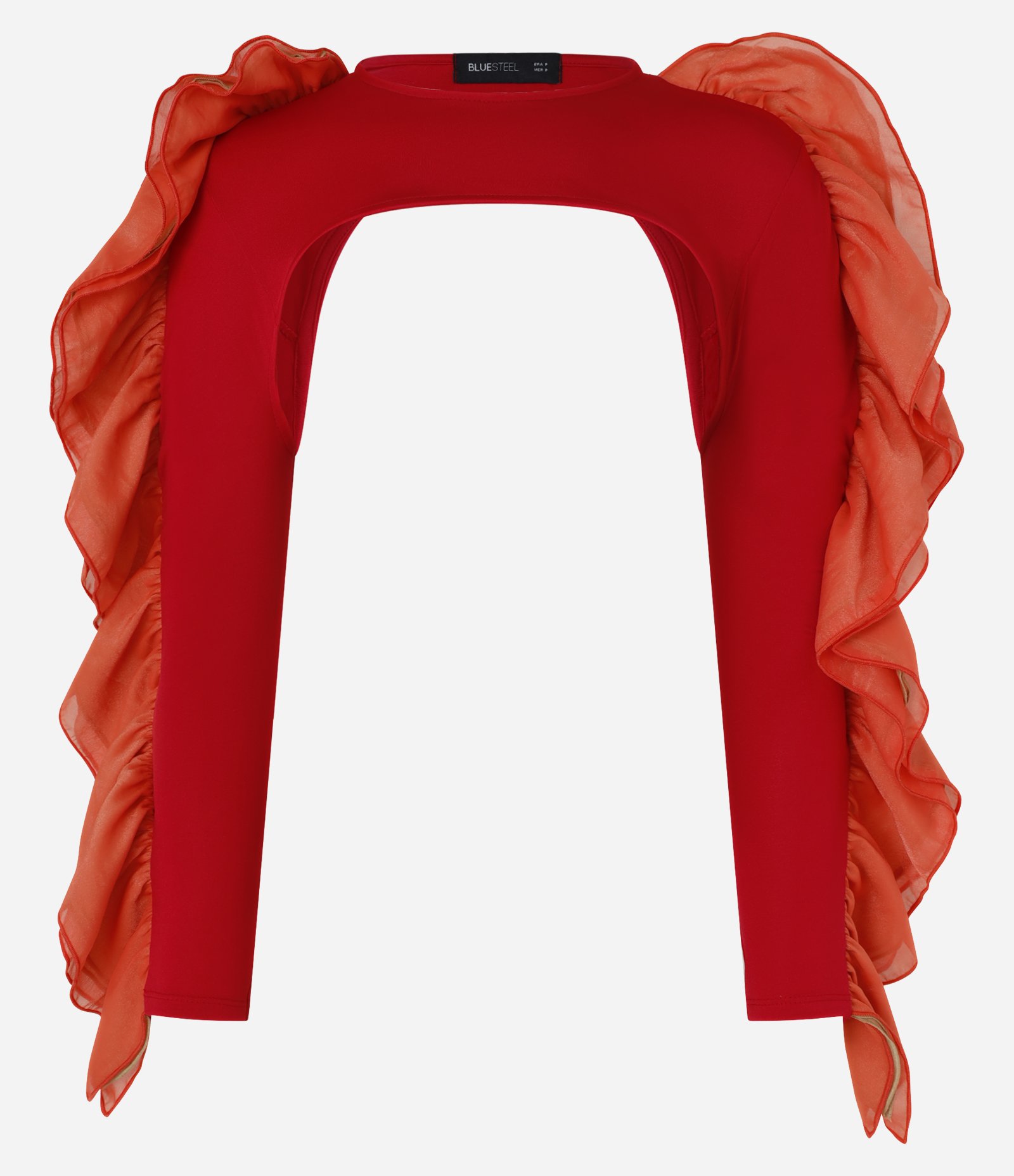 Top com Babado na Manga Longa Vermelho 6