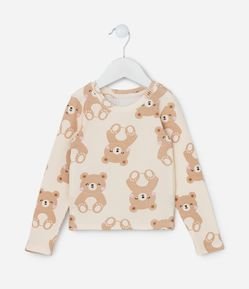 Blusa Infantil Canelada Estampada de Ursinhos - Tam 1 a 5