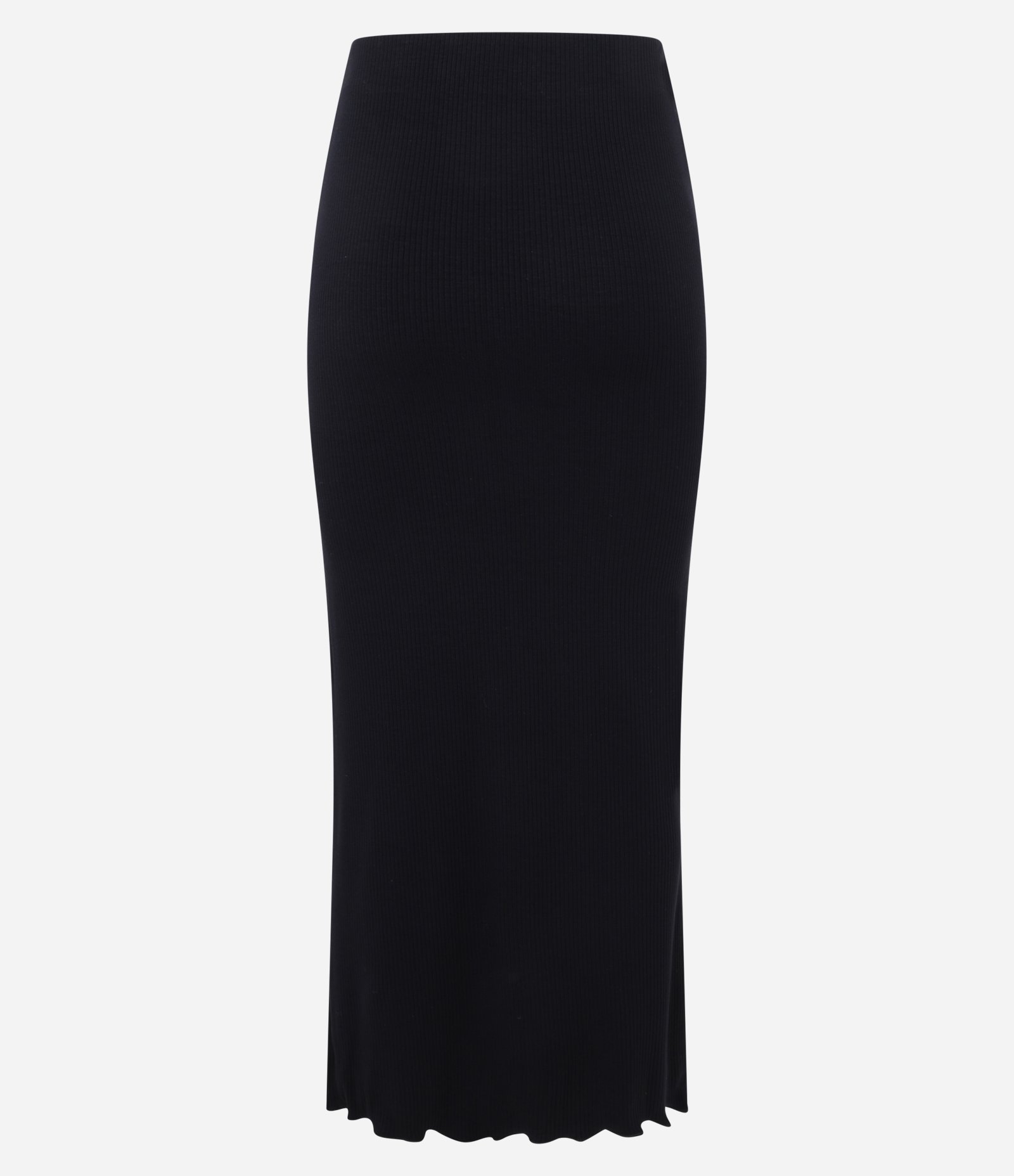 Saia Midi em Ribana com Fenda e Barra Picot Preto 7