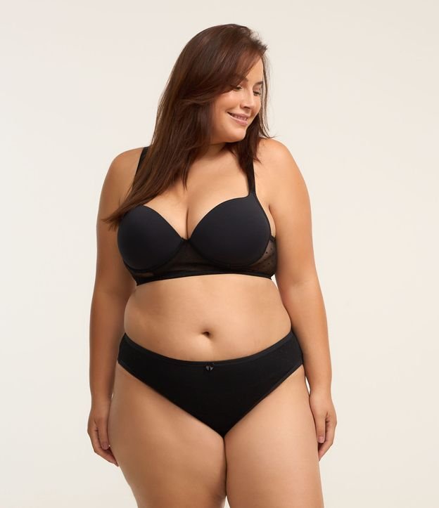 Calcinha Biquíni Fio Duplo com Tule Poá Curve e Plus Size