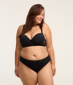 Calcinha Biquíni Fio Duplo com Tule Poá Curve e Plus Size