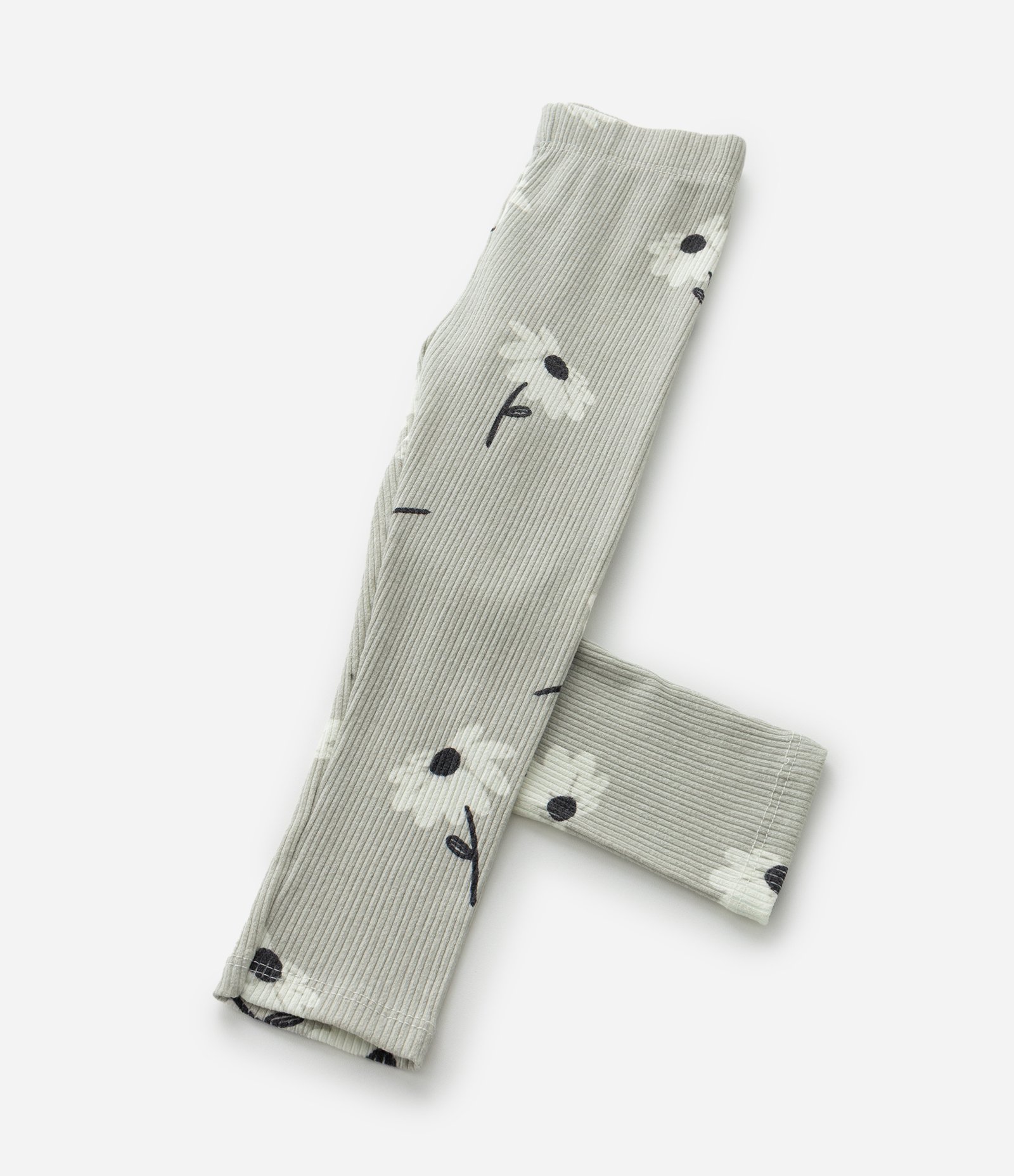 Calça Legging Infantil com Estampa de Margaridas e Canelada - Tam 1 a 6 Anos Cinza 4