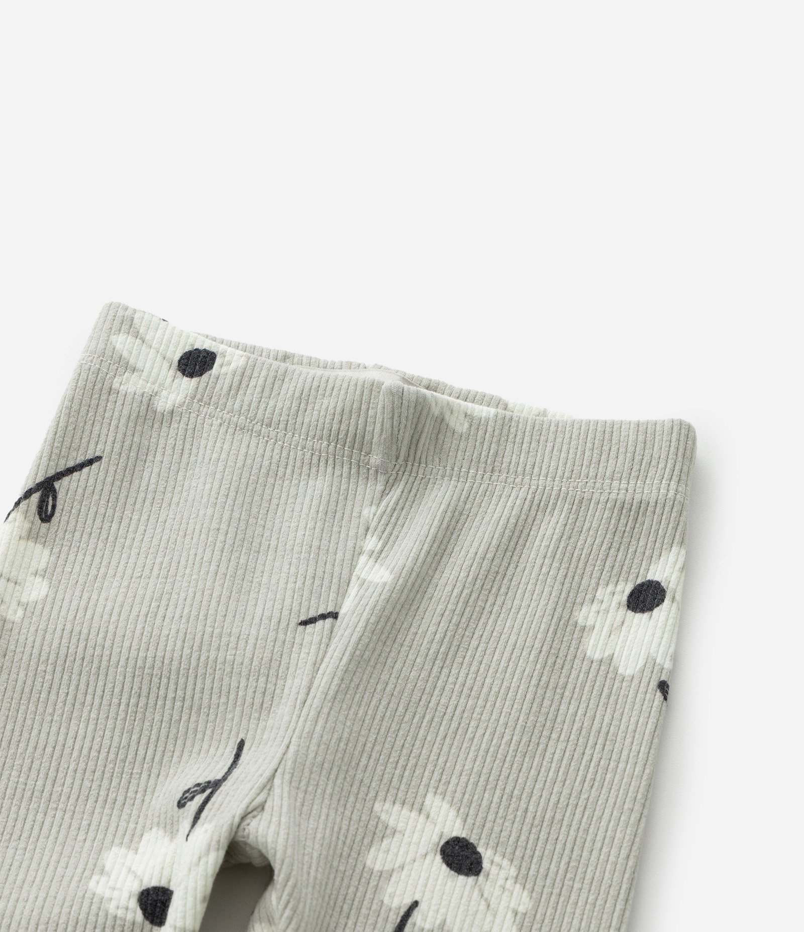 Calça Legging Infantil com Estampa de Margaridas e Canelada - Tam 1 a 6 Anos Cinza 5