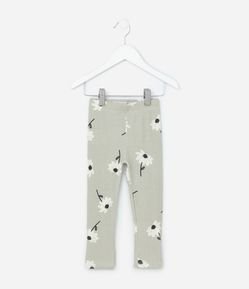 Calça Legging Infantil com Estampa de Margaridas e Canelada - Tam 1 a 6 Anos