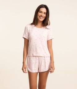 Short de Pijama Xadrez com Coração